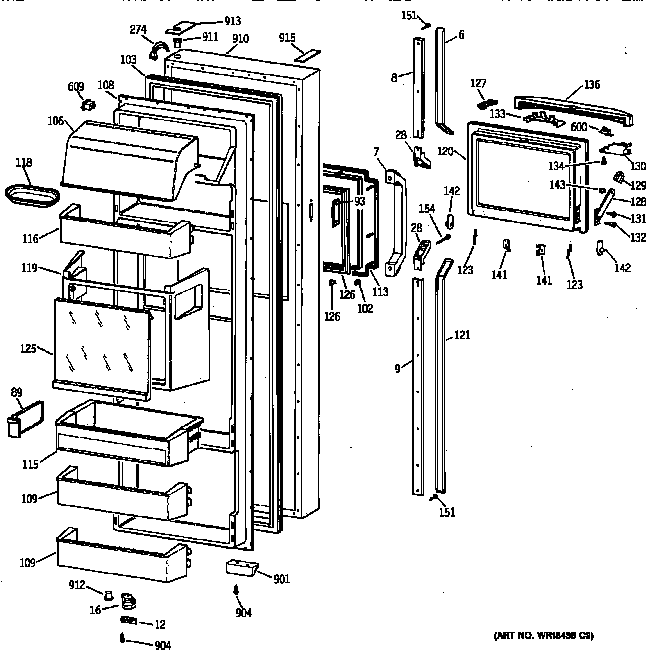 GE TPG24PFZAWW fresh food door diagram