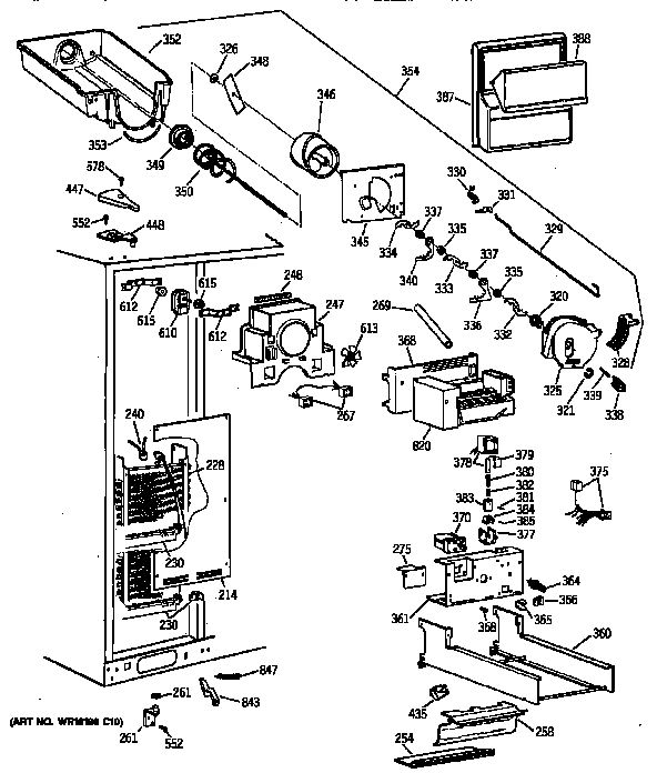 GE TPG24PFZAWW freezer section diagram
