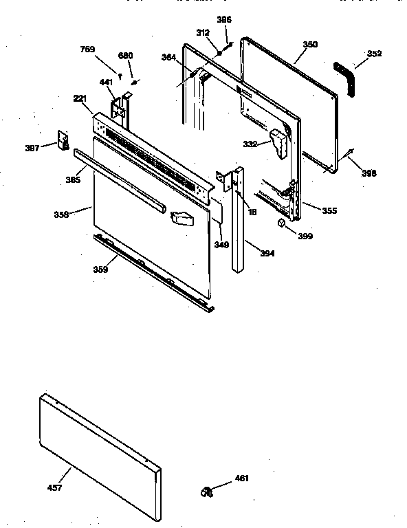 GE JBP19GS2 door diagram