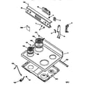 GE JBP45G*R2 control panel & cooktop diagram