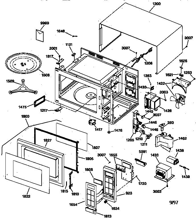 GE JES733WV03 microwave parts diagram