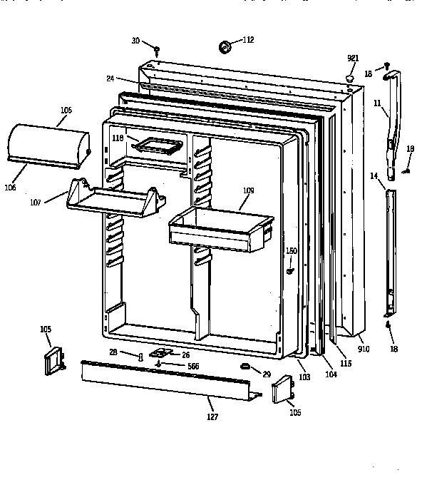 Kenmore 36378287890 fresh food door diagram
