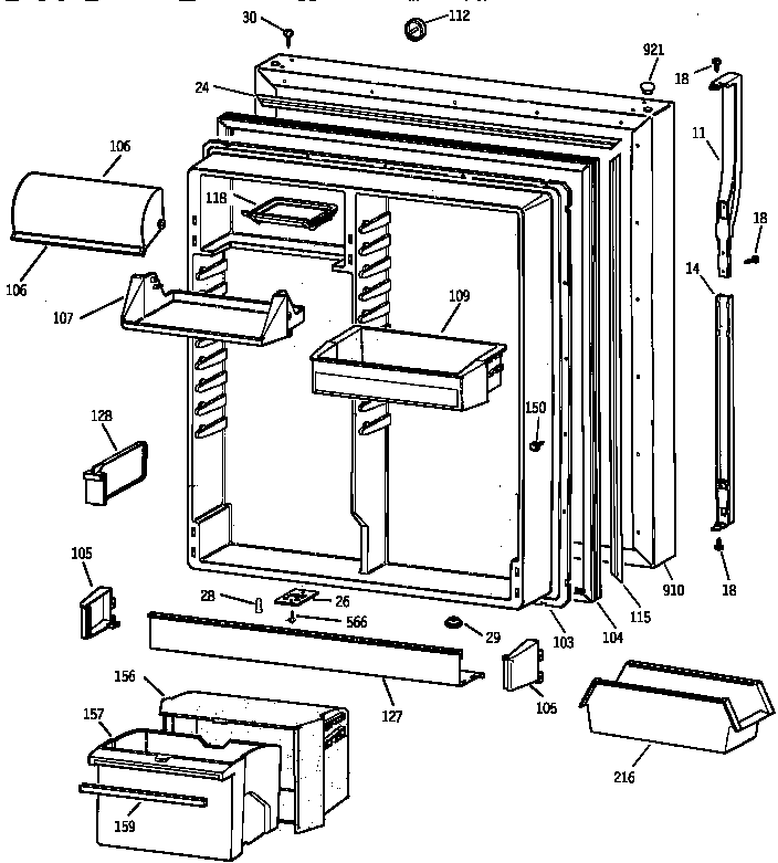 Kenmore 36368292890 fresh food door diagram