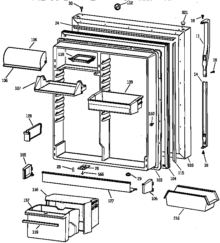 Kenmore 36378597892 fresh food door diagram