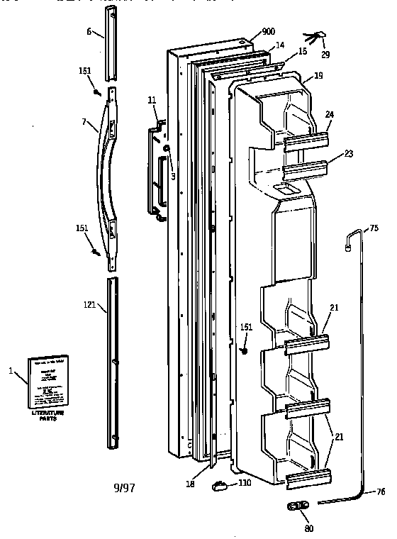 Kenmore 36358062890 freezer door diagram