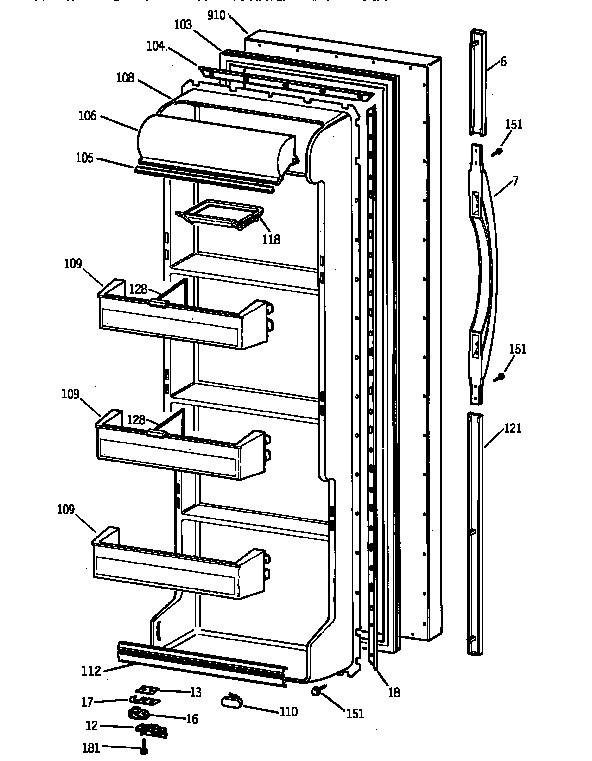 Kenmore 36358062890 fresh food door diagram