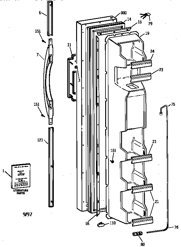 Kenmore 36358067890 freezer door diagram