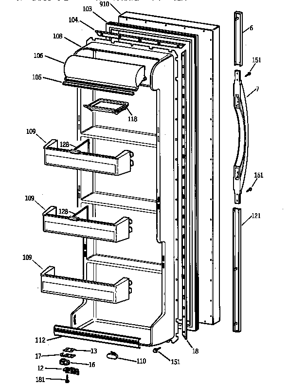 Kenmore 36358067890 fresh food door diagram