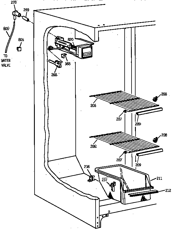 Kenmore 36358067890 freezer section diagram