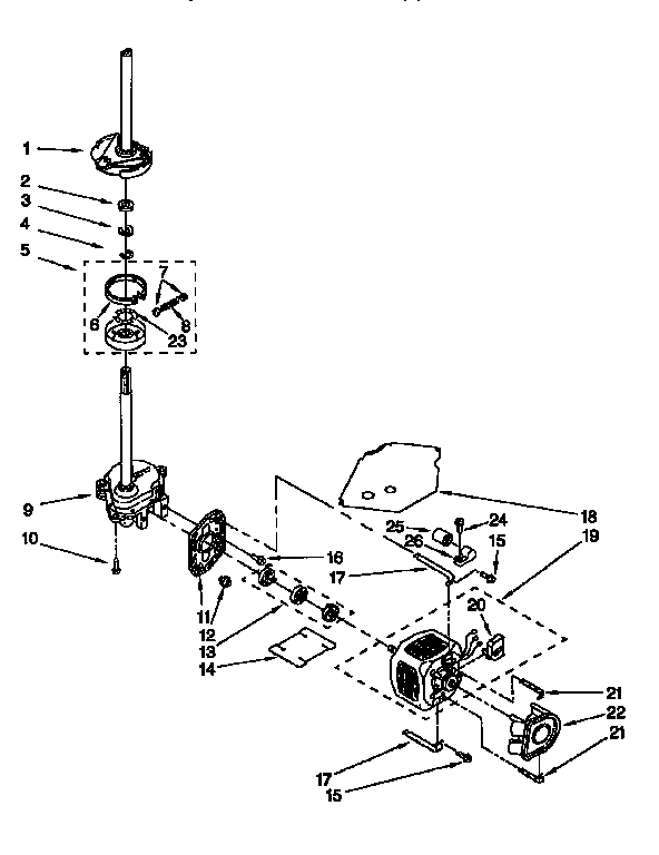 Kenmore 11016602691 brake, clutch, gearcase, motor and pump diagram
