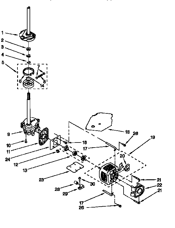 Kenmore 11026952690 brake, clutch, gearcase, motor and pump diagram
