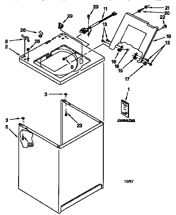 Kenmore 11016612692 top and cabinet diagram