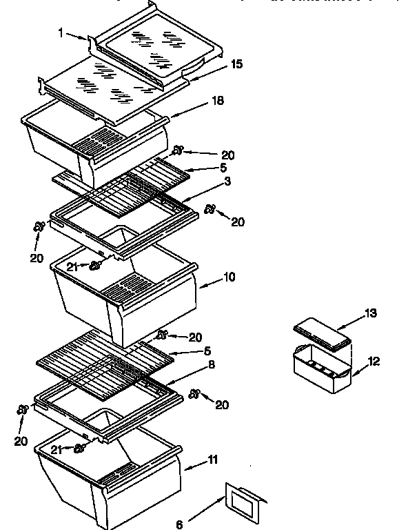 Whirlpool ED27PQXEN01 refrigerator shelf diagram