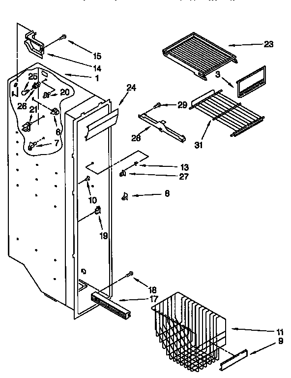Whirlpool ED27PQXEN01 freezer liner diagram