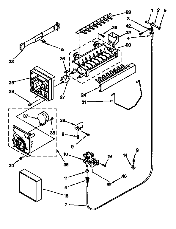 Whirlpool ED27PQXEN01 icemaker diagram