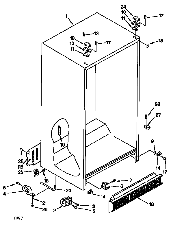 Whirlpool ED22DQXEB04 cabinet diagram