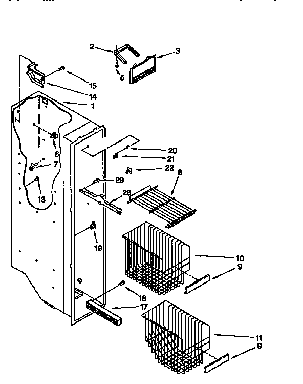 Whirlpool ED22DQXEB04 freezer liner diagram