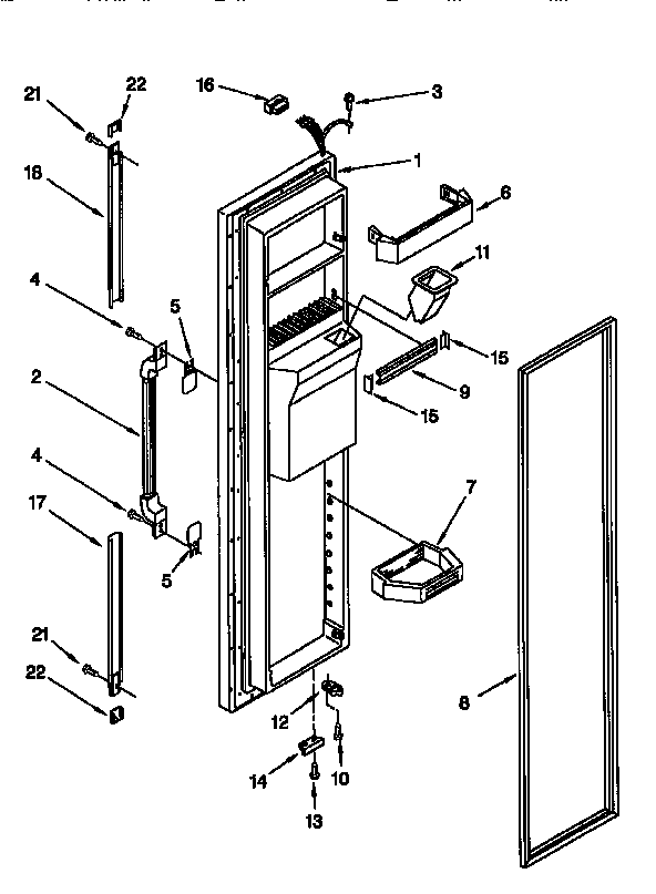 Whirlpool ED22DQXEB04 freezer door diagram