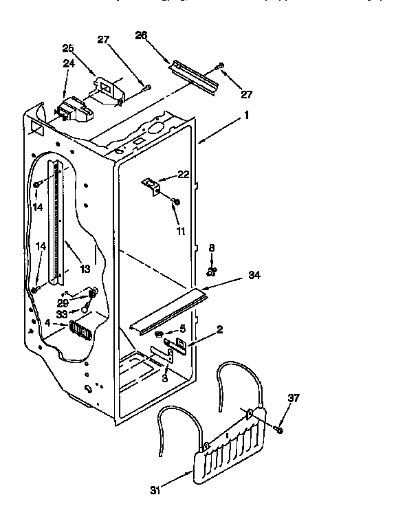 Whirlpool ED25TQXEW01 refrigerator liner diagram