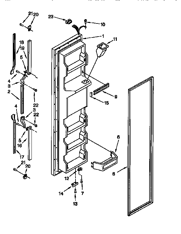 Whirlpool ED25TQXEW01 freezer door diagram
