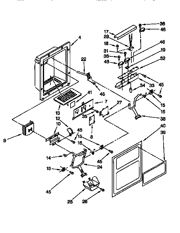 Whirlpool ED25TQXEW01 dispenser front diagram