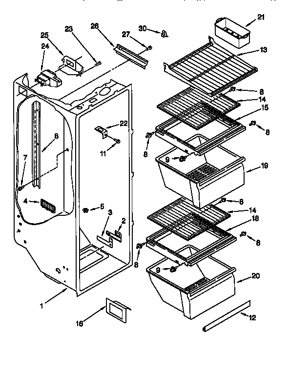 Whirlpool ED20ZKXDN03 refrigerator liner diagram