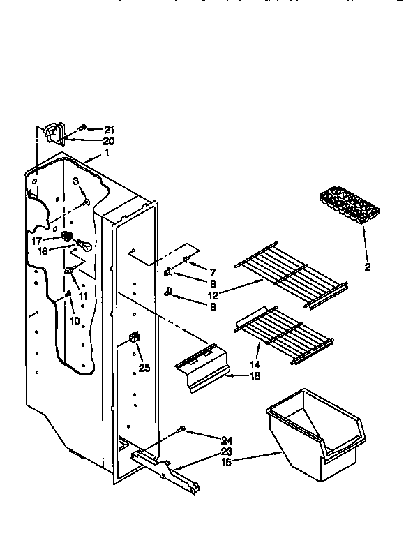Whirlpool ED20ZKXDN03 freezer liner diagram