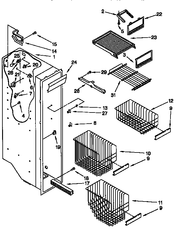 Whirlpool ED27DQXDN04 freezer liner diagram