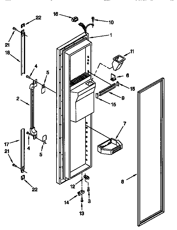 Whirlpool ED27DQXDN04 freezer door diagram