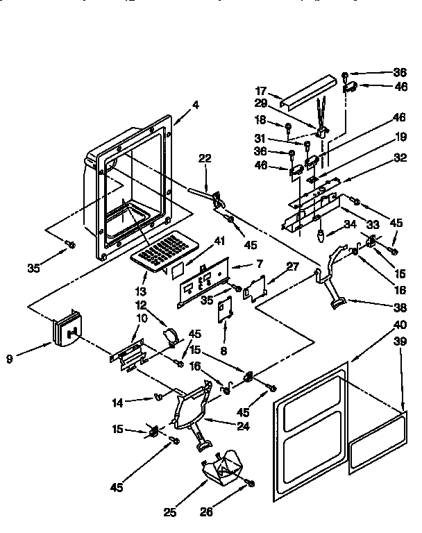 Whirlpool ED27DQXDN04 dispenser front diagram