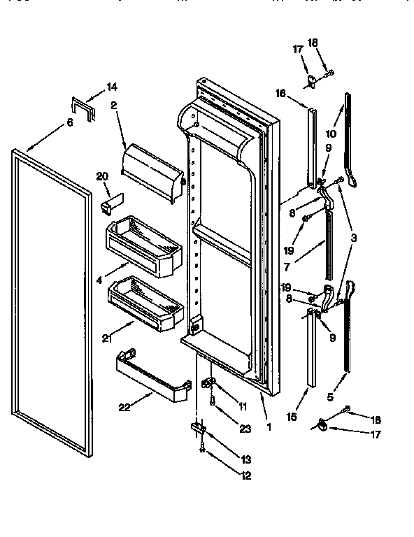 Whirlpool ED22PQXDN05 refrigerator door diagram