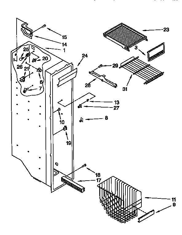 Whirlpool ED25PQXDW04 freezer liner diagram