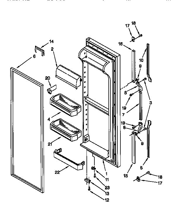 Whirlpool ED25PQXDW04 refrigerator door diagram
