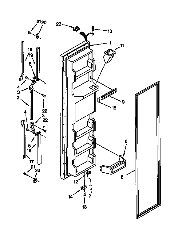 Whirlpool ED25PQXDW04 freezer door diagram