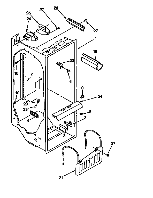 Whirlpool ED25DQXDW06 refrigeration liner diagram