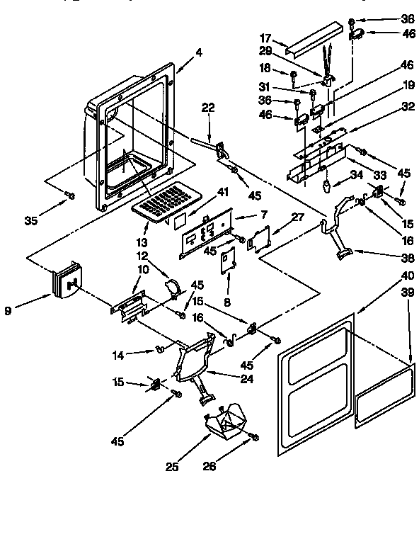 Whirlpool ED25DQXDW06 dispenser front diagram