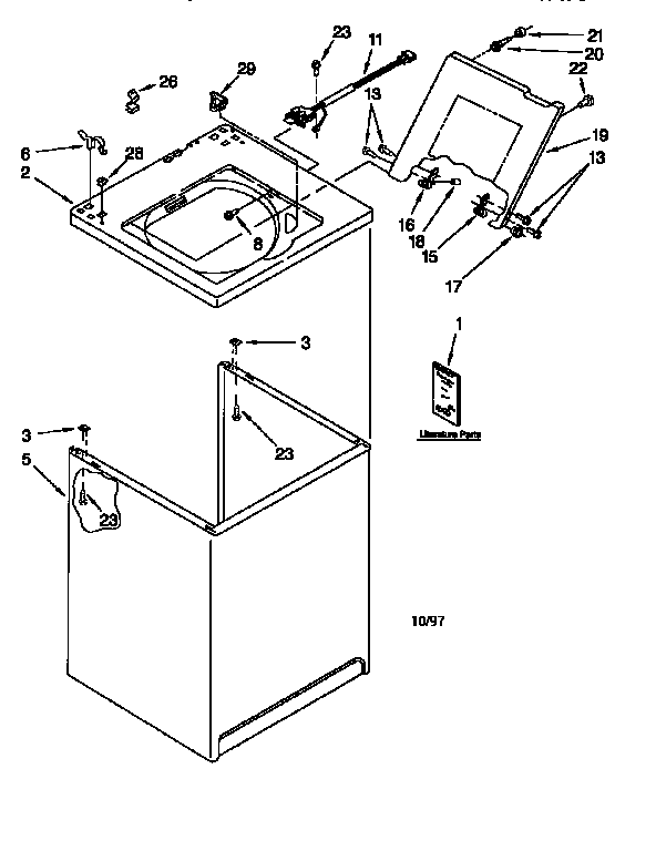 Kenmore 11026814691 top and cabinet diagram