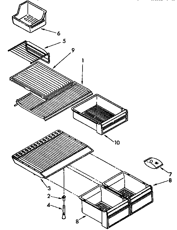 Kenmore 1069708211 shelf diagram
