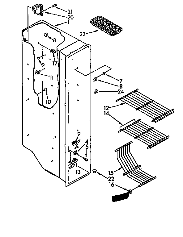 Kenmore 1068490216 freezer liner diagram