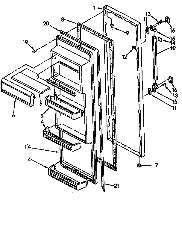 Kenmore 1068490216 refrigerator door diagram
