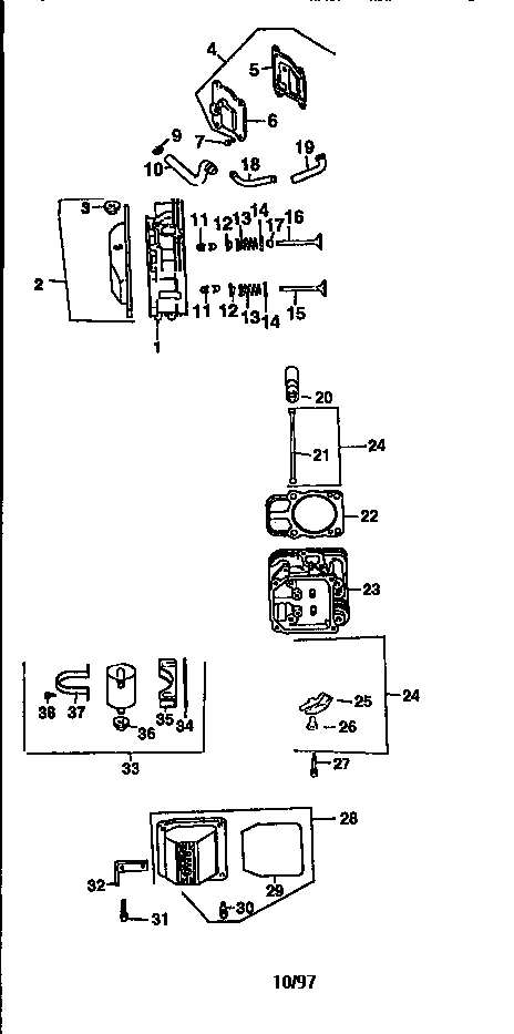Craftsman 917258972 cylinder head/valve/breather diagram