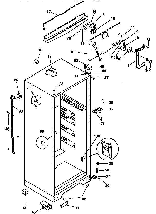 Kenmore 2539366205 cabinet parts diagram
