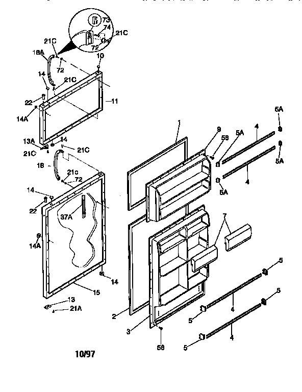 Kenmore 253688087990 doors diagram