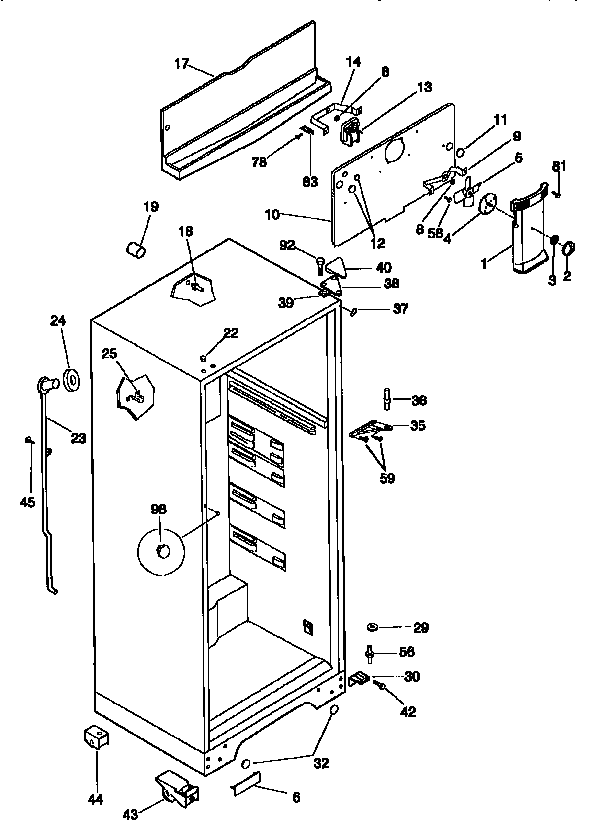 Kenmore 253688087990 cabinet parts diagram