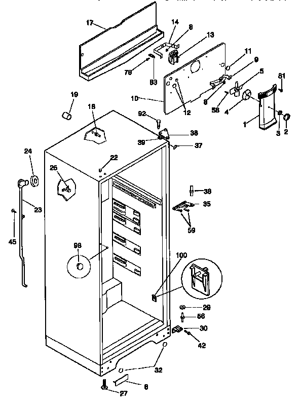 Kenmore 2539366005 cabinet parts diagram