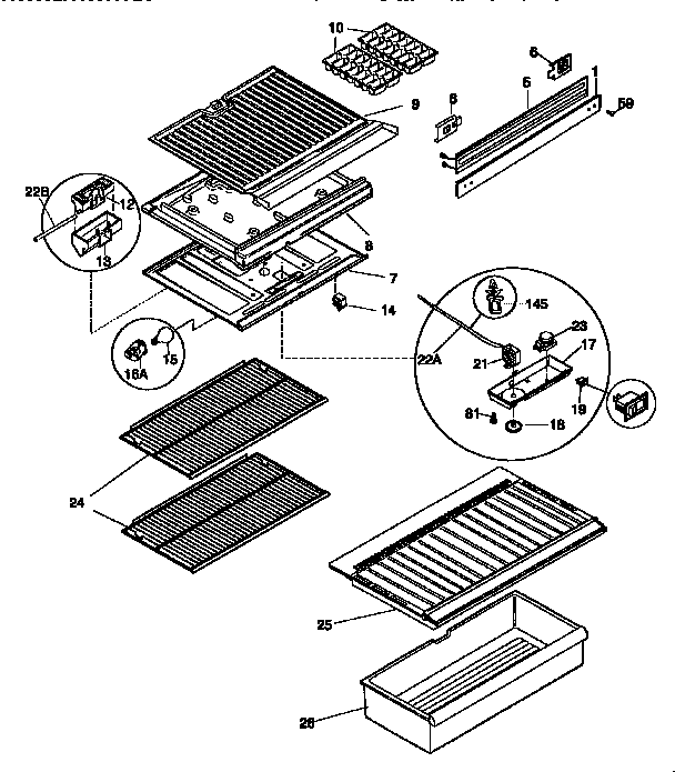 Kenmore 2539366005 shelves and accessories diagram