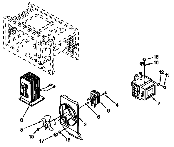 Whirlpool MT8116XEQ2 magnetron and air flow diagram