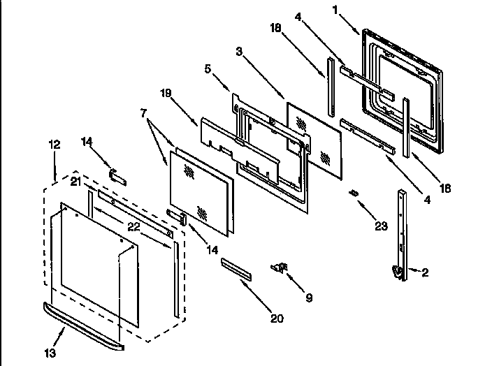 Whirlpool RBD275PDQ4 upper oven door diagram