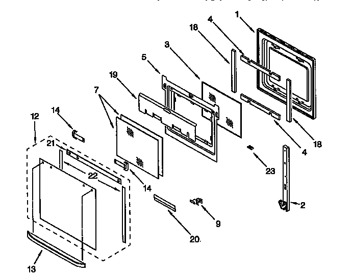 Whirlpool RBD276PDQ4 oven door diagram