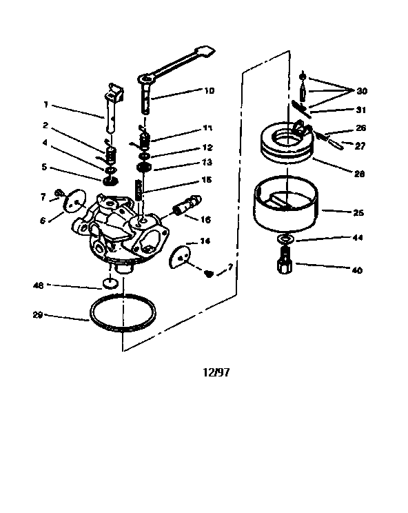 Lawn-Boy 320 (28222-7900001 & UP) carburetor 632641 diagram